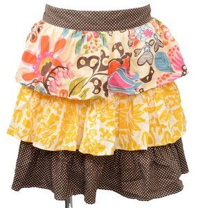 Pier 1 Imports Tiered Ruffle Half Apron Boho Flowers Dots